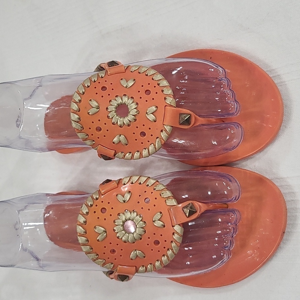 Jack Rogers Womens Sandals Orange/Gold Slip-ons Size 5 GUC